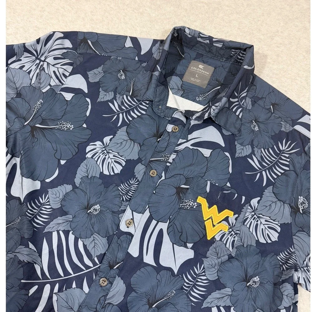 Colosseum Mens Button‎ Up Shirt West Virginia Mountaineers WVU Floral Size L